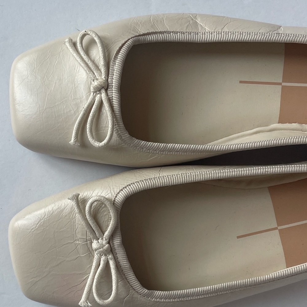 Dolce Vita Cream Square-Toe Ballet Flats with Bow - Picture 3 of 5
